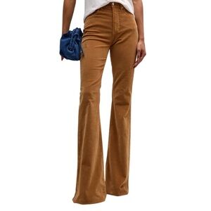 Veronica Beard Sheridan Bell Bottom High Rise Corduroy Pants in Camel Sz 32